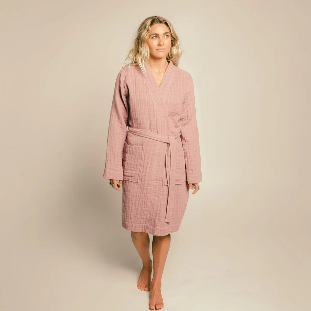 Happy place gauzy robe mauve size Medium